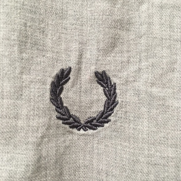 fred perry men’s 91cm 61” gray collar button up long sleeve navy back comfy wear - Picture 4 of 5